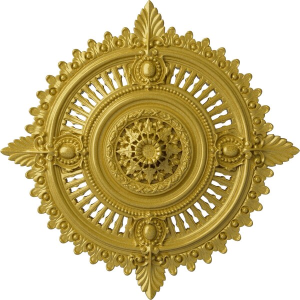 Ekena Millwork Haylynn Ceiling Medallion (Fits Canopies up to 1 1/4"), 29 1/8"OD x 1 1/4"ID x 4"P, Rich Gold CM29HYRGS - main